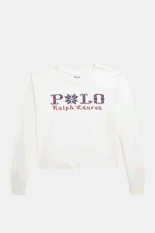 Ralph Lauren - Girls White Flake Long Sleeve T-Shirt