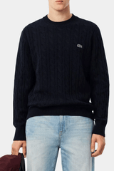 Lacoste - Men's Carded Wool Cable Knit Crew Neck Sweater
