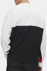 Hugo Boss - Logo Striped Crew Neck Cotton Relaxed Fit Sweater