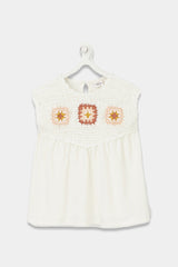 Tao - Cream Organic Cotton Crochet T-Shirt