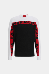 Hugo Boss - Logo Striped Crew Neck Cotton Relaxed Fit Sweater