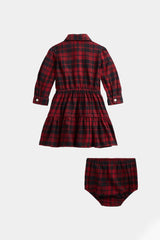 Ralph Lauren - Girl's Plaid Cotton Twill Shirtdress - Little Kid In Black/Red