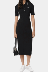 Lacoste - Slim Fit Diamante Crocodile Polo Collar Dress - Women