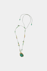 Dikochi - Gold Cage Turquoise Necklace