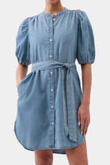 Gap - Puff-Sleeve Denim Mini Dress Light Wash Indigo
