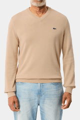 Lacoste - Men's Monochrome Cotton V-Neck Sweater