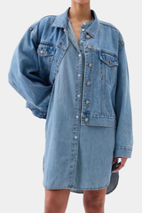 Gap - Puff-Sleeve Denim Mini Dress Light Wash Indigo