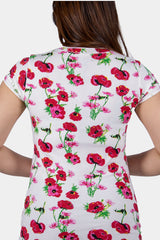 Bianco Nero - Women's V-Neck T-Shirt Floral Pattern