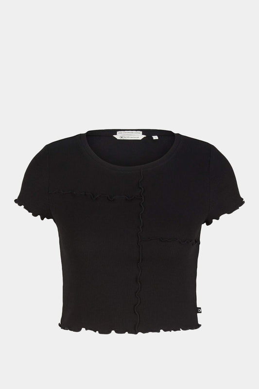 Tom Tailor - Cropped T-shirt With Wavy Hem In Black