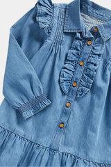 Mothercare - Denim Shirt Dress With Frill