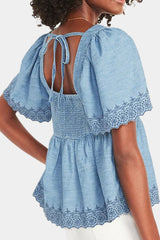 Old Navy - Flutter-Sleeve Embroidered Tie-Back Top