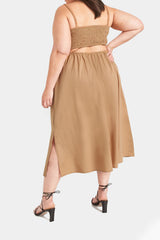 Old Navy - Fit & Flare Sleeveless Cotton-Poplin Smocked-Bodice Midi Dress