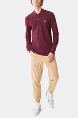 Lacoste - Classic Fit Long-Sleeve Polo Shirt in Marl Petit Pique