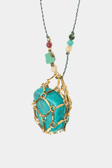 Dikochi - Gold Cage Turquoise Necklace