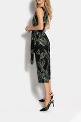 Tom Tailor - Sleeveless Printed Linen Jumpsuit Ecru Tropical Leaves Design