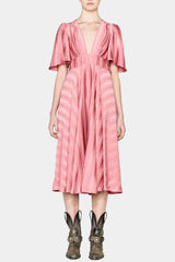 Golden Goose - Hana Striped Crêpe And Satin Dress In Pink