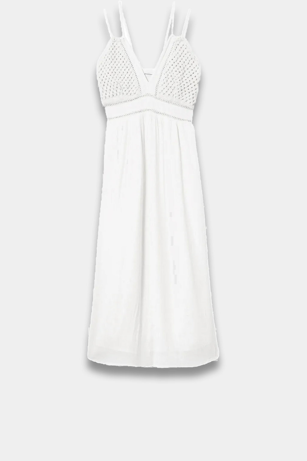 Promod - Long Crochet Detail Dress - Ecru