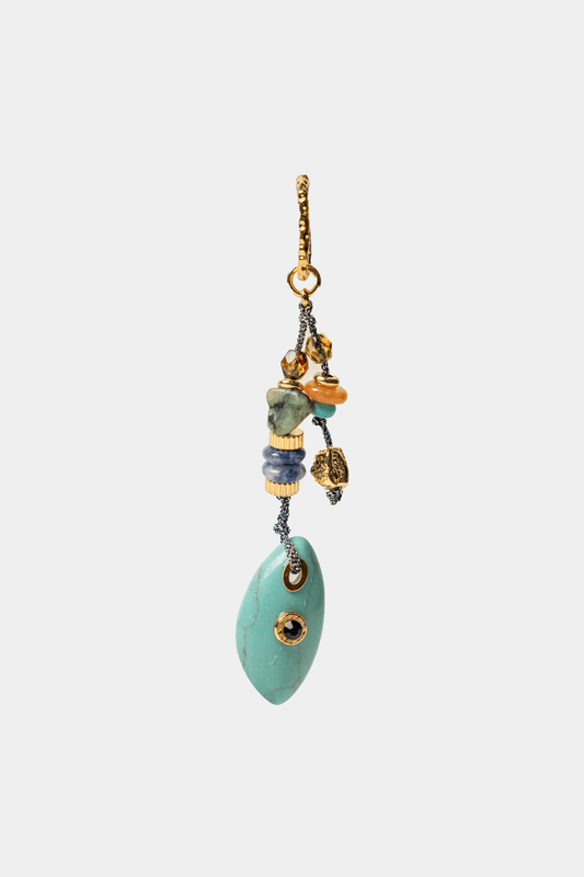 Dikochi - Turquoise and Gold-Toned Beaded Charm Earrings