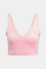 Adidas - Luxe Lounge Velour Repeat Logo Cropped Top - Women
