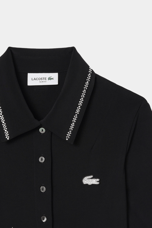 Lacoste - Slim Fit Diamante Crocodile Polo Collar Dress - Women