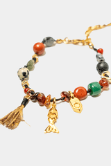Dikochi - Natural Stone with Gold Fish Charm Bracelet