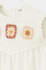 Tao - Cream Organic Cotton Crochet T-shirt