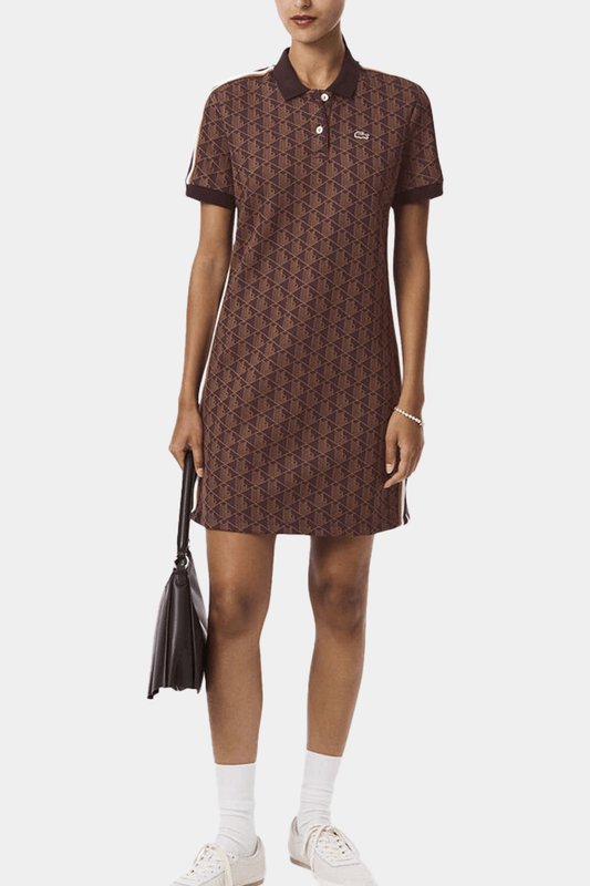 Lacoste - Women's Slim Fit Monogram Jacquard Polo Dress