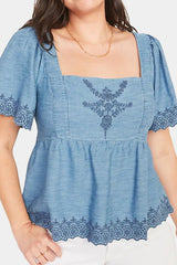 Old Navy - Flutter-sleeve Embroidered Tie-back Top