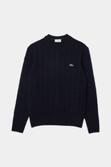 Lacoste - Men's Carded Wool Cable Knit Crew Neck Sweater