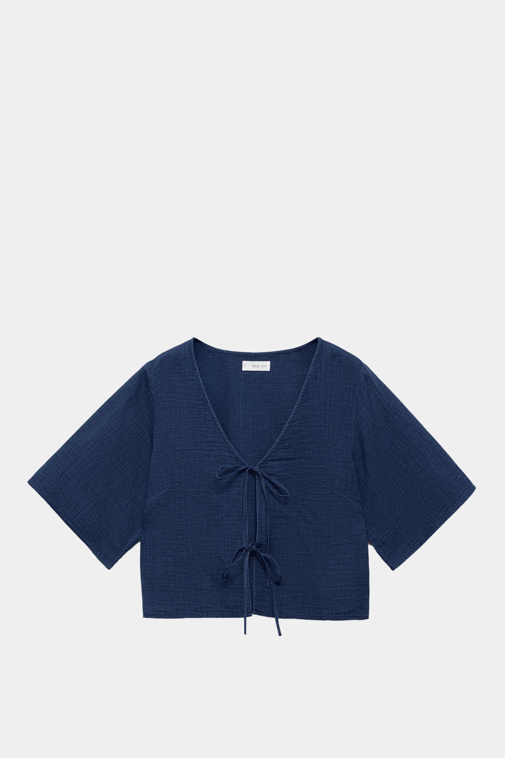Mango - Flowy Denim Top With Bows