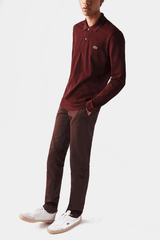 Lacoste - Classic Fit Long-Sleeve Polo Shirt in Marl Petit Piqué