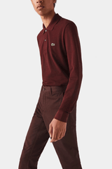 Lacoste - Classic Fit Long-Sleeve Polo Shirt in Marl Petit Piqué