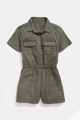 Old Navy - Twill Utility-Pocket Short-Sleeve Romper For Girls