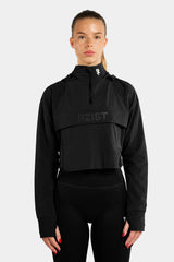 Rzist - Women's Jet Black 2-in-1 Tear Away Crop Top & Hoodie