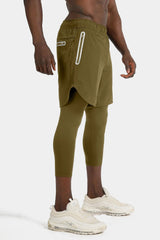 Rzist - Men's 2-in-1 Capulet Olive Shorts With Long Tights