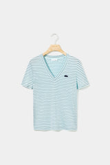 Lacoste - Women's Crew Neck Striped Cotton T-Shirt