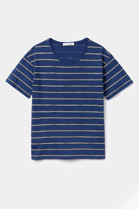 Lacoste - Women's Crew Neck Striped Cotton T-Shirt