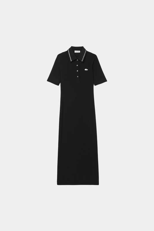 Lacoste - Slim Fit Diamante Crocodile Polo Collar Dress - Women