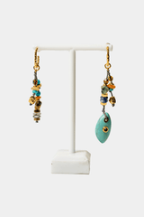 Dikochi - Turquoise and Gold-Toned Beaded Charm Earrings