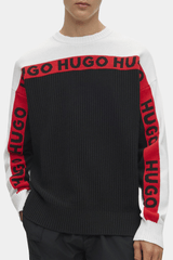 Hugo Boss - Logo Striped Crew Neck Cotton Relaxed Fit Sweater